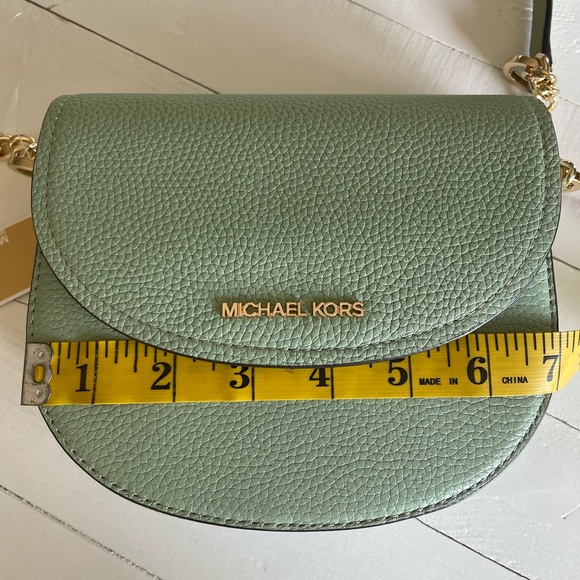 NWT Michael Kors Jet Set Small Half Dome Crossbody Leather Bag Green $198 - Picture 7 of 11